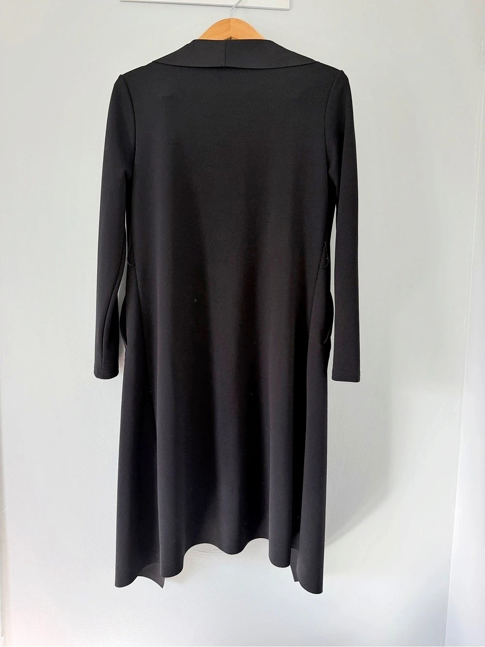Waterfall Collar Open Front Coat Black Small